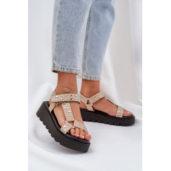 Papuošti platforminiai sandalai béžinės Tatellia 200386