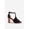 Blokiniai Kulniukai Iš Eko Suede Juodi Lanadriena | Sandalai moterims | jai24.lt