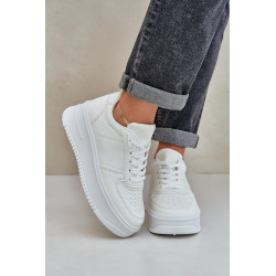 Moteriški sportbačiai su platforma su dekoratyviniu suvarstymu White Mistra 200402