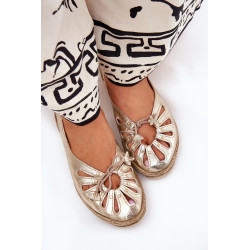 Plokščios Balerinos Iš Natūralios Odos Zazoo 10179 Aukso 200405