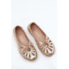 Plokščios Balerinos Iš Natūralios Odos Zazoo 10179 Aukso | Balerinos bateliai | jai24.lt