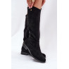 Batai Su Lygiais Kulnais Su Skylių Raštu Juodi S.Barski HY51-062 | Ilgaauliai batai | jai24.lt
