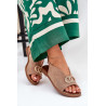 Moteriški Sandalai Su Dekoracija Ant Lygios Kulno Eko Zamsas Bežiniai Ralisses | Sandalai moterims | jai24.lt