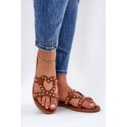 Papuoštos Plokščios Moteriškos Šlepetės Camel Adivrae 200436