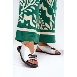 Plokščios Kulno Sandalai Su Dekoracija Eko Oda Sidabrinė Tillireta 200438