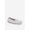 Plokšti Odiniai Mokasinai Su Dekoru S.Barski LR51-547 Balti | Mokasinai moterims | jai24.lt