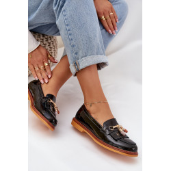 Odiniai Elegantiški Mokasinai Ant Plokščio Kulno S.Barski LR51-768A Balti 200447