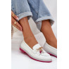 Odiniai Elegantiški Mokasinai Ant Plokščio Kulno S.Barski LR51-768A Balti | Mokasinai moterims | jai24.lt