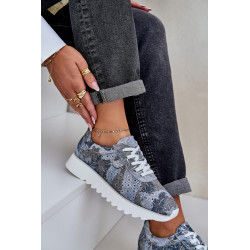 Zamšo Raštuoti Sportiniai Batai Ant Platformos Su Blizgučiais D&A LR51-635 Mėlyni 200452