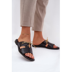 Moteriški odiniai sandalai ant plokščio kulno Zazoo 3022 juodi 200455