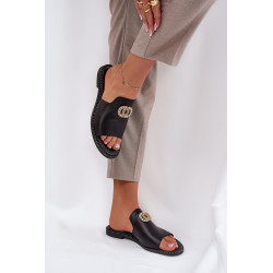 Elegantiški Moteriški Odiniai Šlepetės Su Dekoru Zazoo 3008 Juodos 200456