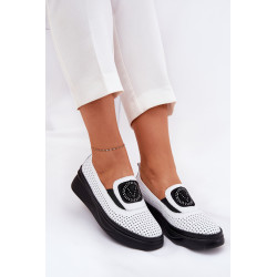 Moteriški Odiniai Mokasinai Ant Platformos Ir Pakulnės Balti Vinceza 79522 200475