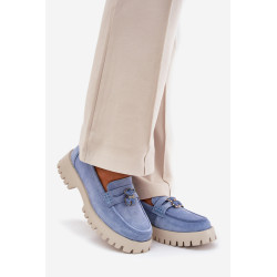 Moteriški zomšiniai mokasinai su meškiuko priedu Vinceza 79533 Mėlyna 200477