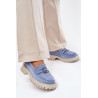 Moteriški zomšiniai mokasinai su meškiuko priedu Vinceza 79533 Mėlyna | Mokasinai moterims | jai24.lt