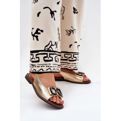 Plokšti Sandalai Su Dekoru Eko Oda Auksinė Lilria 200484
