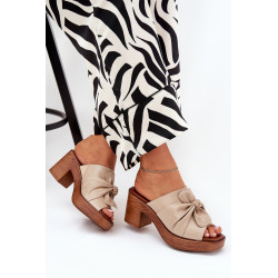 Moteriški Šlepetės Su Kulnu Iš Eko Oda Bežinės Kikilla 200488