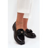 Lakuoti Moteriški Mokasinai Su Kaspinu S.Barski HY51-319 Juodi | Mokasinai moterims | jai24.lt
