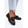 Lakuoti Moteriški Mokasinai Su Kaspinu S.Barski HY51-319 Juodi | Mokasinai moterims | jai24.lt
