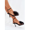 Moteriški Aukštakulniai Sandalai Su Plunksnomis Juodi Xaliope | Sandalai moterims | jai24.lt
