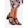 Moteriški Batai Su Kulnu Su Dekoratyvine Juosta Juodi Mirfedi | Sandalai moterims | jai24.lt