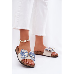 Moteriški Šlepetės Su Lanku Ant Kamštinės Platformos Mėlynos Lisandrea 200517