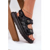 Moteriški Sandalai Su Dekoratyviniais Elementais Ant Velcro Juodi Zoliner | Sandalai moterims | jai24.lt