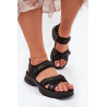 Moteriški Sandalai Su Blizgučiais Su Velcro Juodi Gonev | Sandalai moterims | jai24.lt