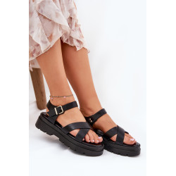 Moteriški Platforminiai Sandalai Iš Eko Odos Juodi Gevinniser 200560