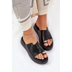 Moteriški Platforminiai Šlepetės Su Mažu Kulnu Ir Dekoratyviniu Elementu Leopardų Raštu Rudos Saqesse 200571