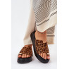 Moteriški Platforminiai Šlepetės Su Mažu Kulnu Ir Dekoratyviniu Elementu Leopardų Raštu Rudos Saqesse | Šlepetės | jai24.lt
