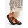 Moteriški Platforminiai Šlepetės Su Mažu Kulnu Ir Dekoratyviniu Elementu Leopardų Raštu Rudos Saqesse | Šlepetės | jai24.lt