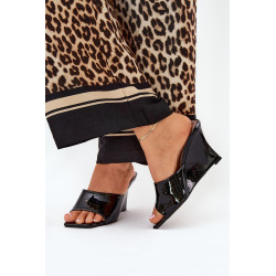 Lakuotos Moteriškos Sandaalai Ant Pakulnės Juodi Nelithin 200579