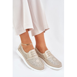 Moteriški Slip-On Perforuoti Batai Aukso Azethia 200586