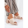 Moteriški Sandalai Ant Kulno Ir Platformos Khaki Omeisa | Šlepetės | jai24.lt