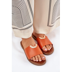 Moteriški Eko Odos Šlepetės Su Dekoratyviniais Elementais Oranžinės Mevith 200595