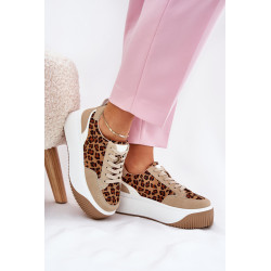 Moteriški Batai Ant Masyvios Platformos Leopardiniai Bežiniai Tamorniel 200601