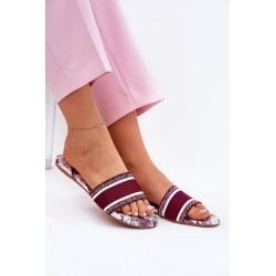 Raštuoti Lygūs Sandalai Moterims Bordo Leysi 200603