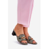 Bežės Moteriškos Batai Su Kulnu Ir Dekoru Ovittole | Šlepetės | jai24.lt