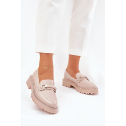 Moteriški Mokasatai Papuošti Cirkoniais Bežiniai Patina 200637