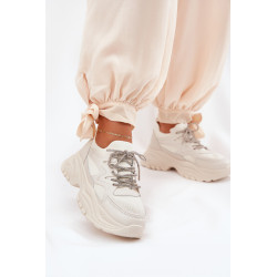 Moteriški Sneaker'iai ant Platformos su Dekoratyviniais Šniūreliais Bežiniai Evalianne 200638