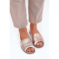 Odinės Elegantiškos Balerinos Su Atviromis Pirštinėmis Baltos-Auksinės Zazoo 1865 200673