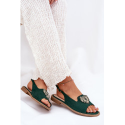 Moteriškos basutės su aukso apdaila eko zomša S.Barski KV27-059 ruda 200695