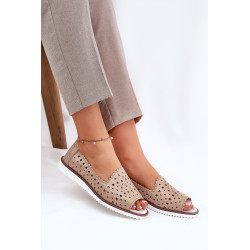 Odinės perforuotos balerinos su atvirais pirštais S.Barski LR51-922 Auksinės 200699