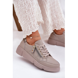 Odiniai Sportiniai Batai Sneakeriai Ant Platformos Su Užtrauktuku Vinceza 88019 Tamsiai Bežiniai 200712