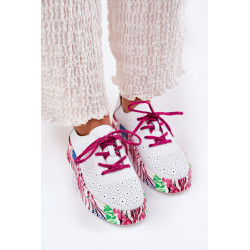 Moteriški Odiniai Sneakeriai Ant Raštuotos Platformos Vinceza 88017 Baltos 200714