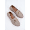 Moteriški Odiniai Mokasinai su Auksiniu Priedu Ciemnobeżowe Vinceza 88007 | Mokasinai moterims | jai24.lt