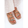 Moteriški Sandalai Su Dekoracija Gyvatė Eko Oda Artiker 56C1362 Auksiniai | Sandalai moterims | jai24.lt