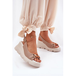 Moteriški Oda Šlepetės Ant Pakulnės Ir Platformos Su Dekoru Artiker 56C2209 Bežinės 200814