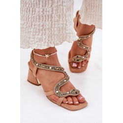 Moteriški Sandalai Su Kulnais Ir Kristalais Bežiniai Artiker 56C1374 200816