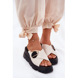 Elegantiški Moteriški Odiniai Šlepetės Ant Pakulnės Su Dekoru Bežinės Artiker 56C1585 200821